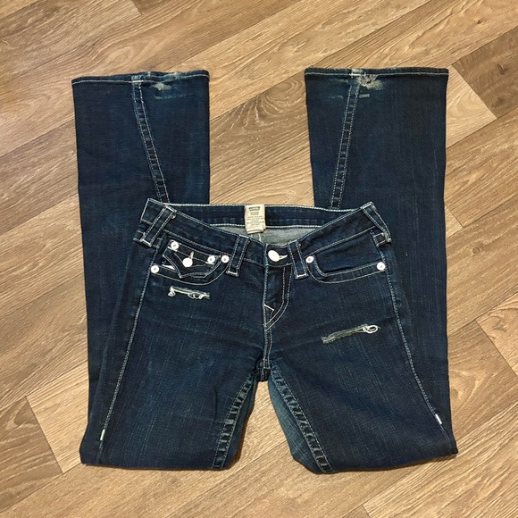 True Religion Distressed Flare Jeans Size 28 - Picture 5 of 10